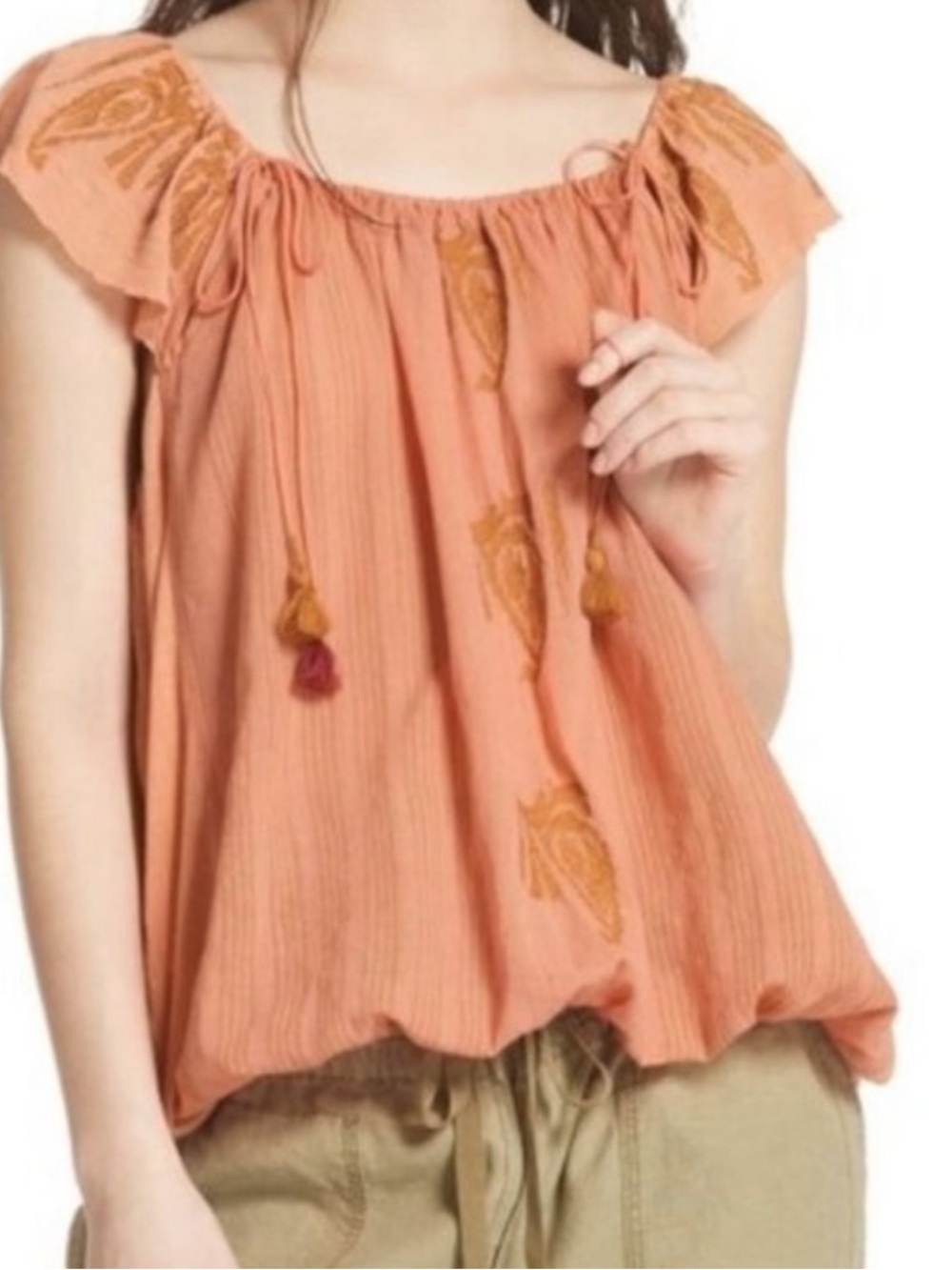 Free People Pukka Tee Blouse Bohemian Western